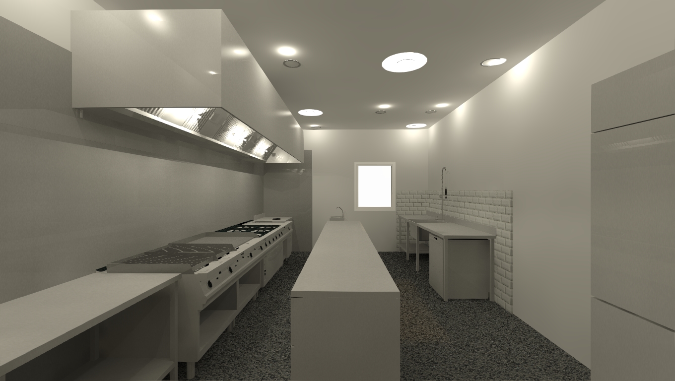3D kitchen design of kitchen area maximising space and layout