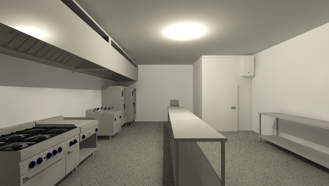3D visualisation of a commercial kitchen